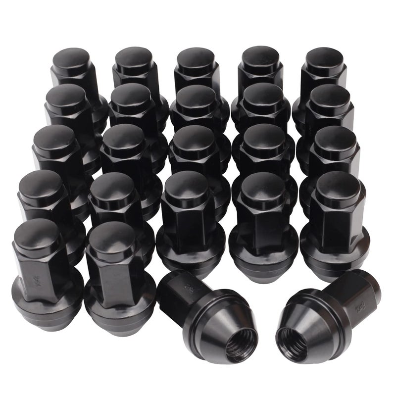 Set of 24 14x20mm 1316 Hex OEM Factory Style Large Acorn Seat Lug Nuts for 20012014 F150 Expedition Navigator Factory Wheels Large Acorn Seat Black