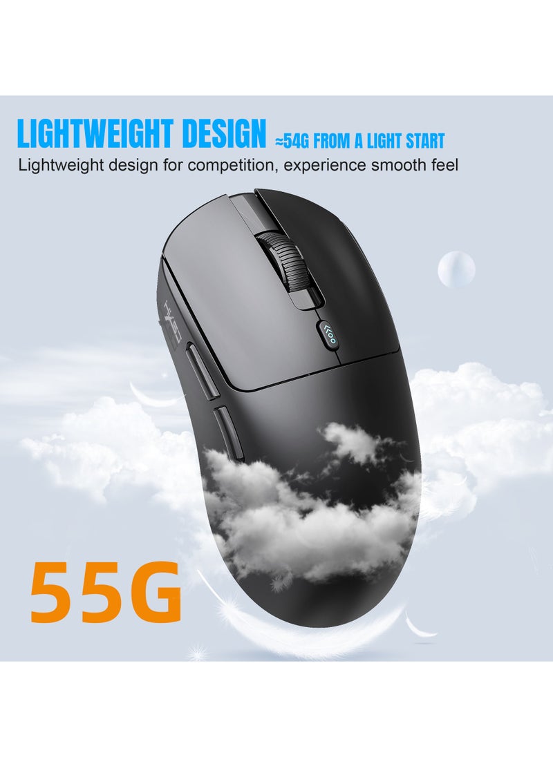 HXSJ - HXSJ T68 Three mode game mouse  Sensor PAW3311  Connection mode Wired+2.4G+BT5.1  Rate of return  125-250-500-1000Hz Default 1000Hz BLACK - Image 1