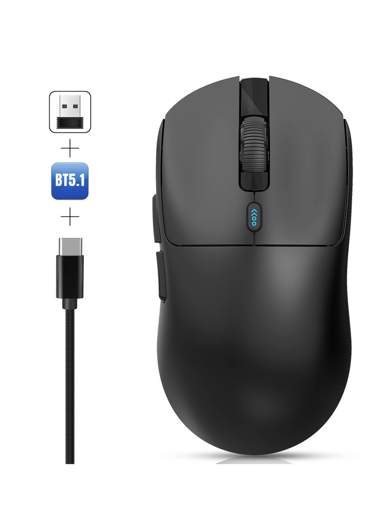HXSJ - HXSJ T68 Three mode game mouse  Sensor PAW3311  Connection mode Wired+2.4G+BT5.1  Rate of return  125-250-500-1000Hz Default 1000Hz BLACK - Image 1