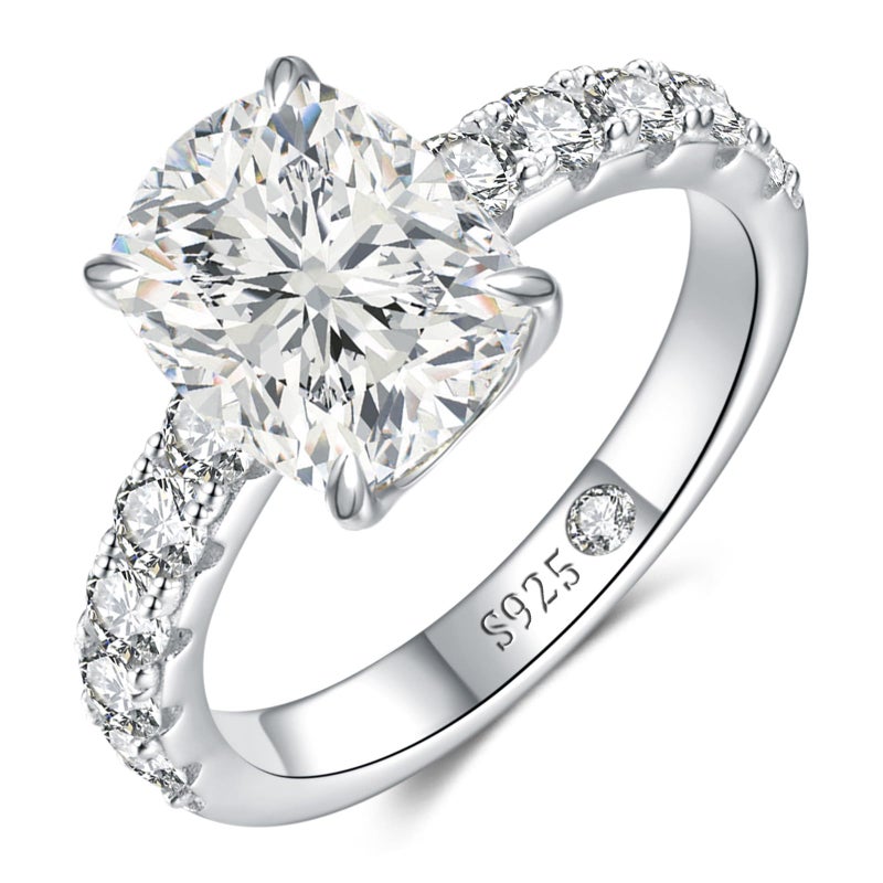 LOIPURI 3CT Moissanite Engagement Rings for Women, Perfect for Romantic Proposal, Elongated Cushion Cut D Color VVS1, Sterling Silver White Gold Plated, Anniversary Valentines Gift Size 7 - Image 1