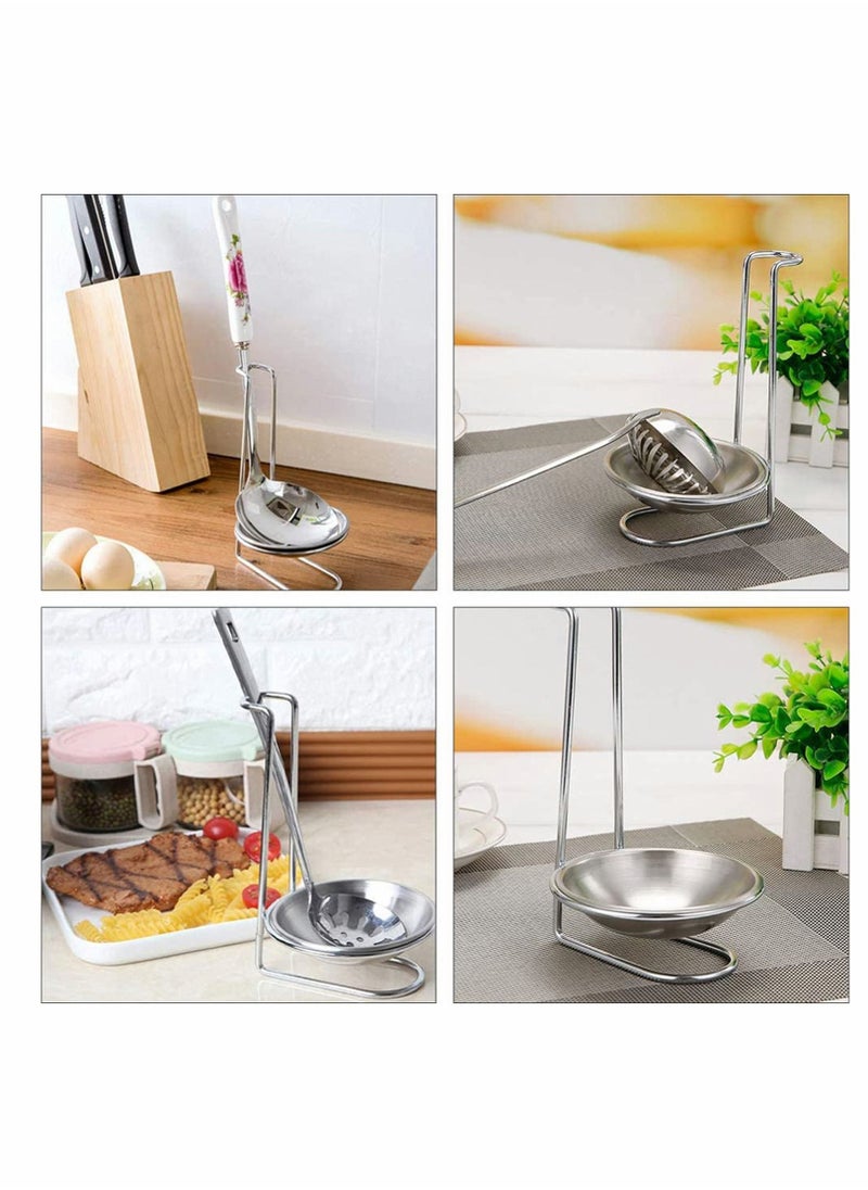 KASTWAVE 2pcs Stainless Steel Double Ladles Holder Vertical Spoon Rest Cooking Utensils Stand Tray or Hotpot Restaurant, Buffet, Fast Food Restaurant Kitchen Decor  - Image 2
