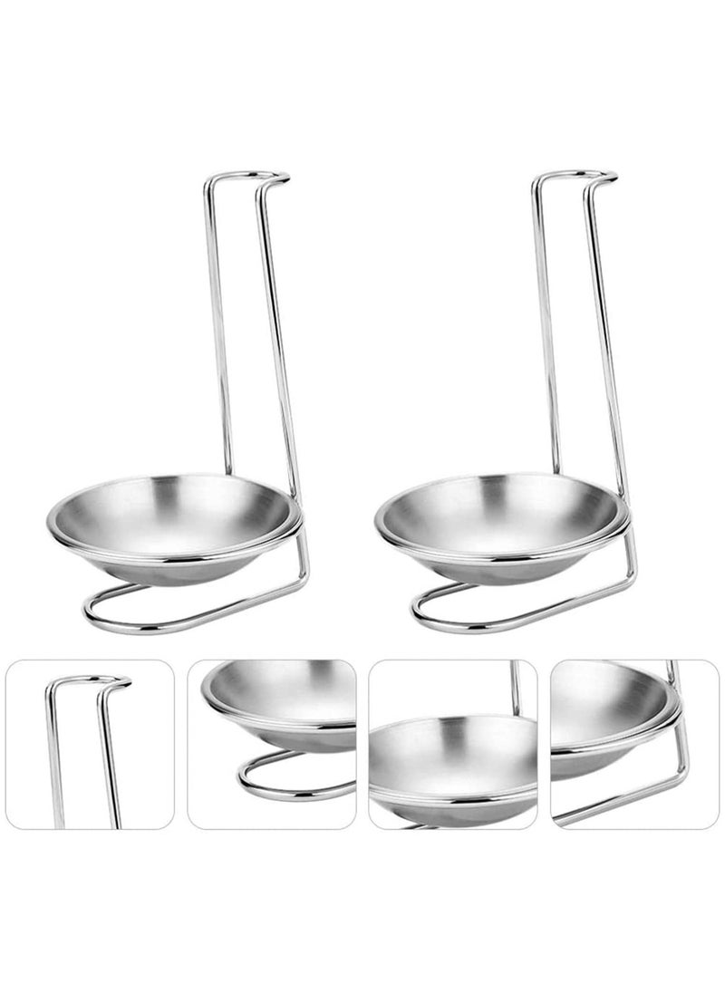 KASTWAVE 2pcs Stainless Steel Double Ladles Holder Vertical Spoon Rest Cooking Utensils Stand Tray or Hotpot Restaurant, Buffet, Fast Food Restaurant Kitchen Decor  - Image 1