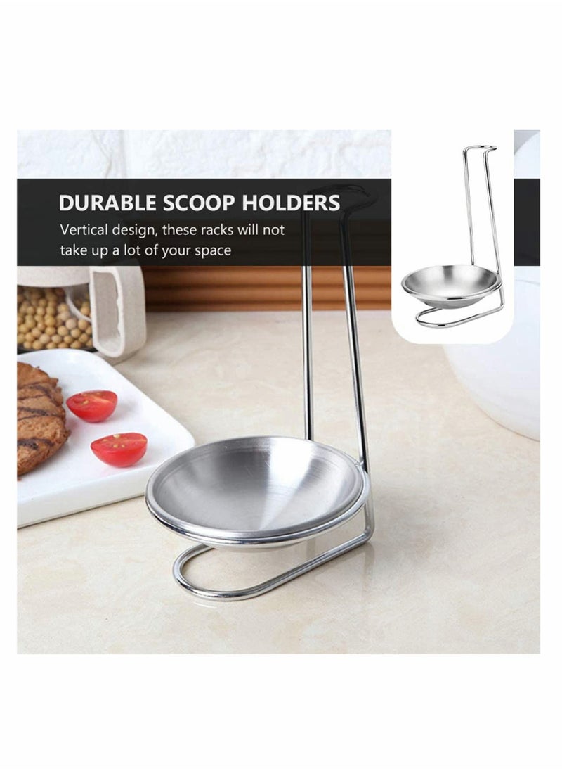 KASTWAVE 2pcs Stainless Steel Double Ladles Holder Vertical Spoon Rest Cooking Utensils Stand Tray or Hotpot Restaurant, Buffet, Fast Food Restaurant Kitchen Decor  - Image 3