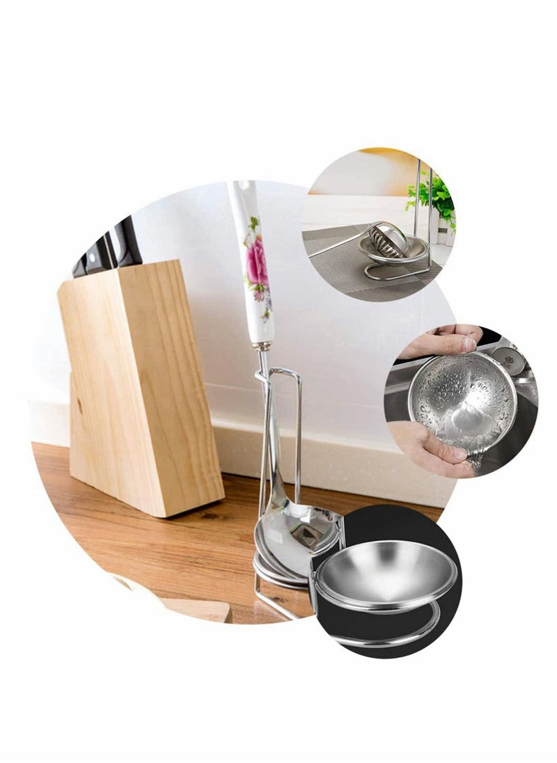 KASTWAVE 2pcs Stainless Steel Double Ladles Holder Vertical Spoon Rest Cooking Utensils Stand Tray or Hotpot Restaurant, Buffet, Fast Food Restaurant Kitchen Decor  - Image 5
