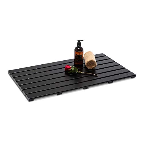 GOBAM Bamboo Bath Mat Extra Large 3150 x 1835 x 13 inches  NonSlip Floor Mat for Bathroom Spa Sauna Kitchen Indoor  Outdoor Spaces Shower Mat for Bathroom Decor  Black