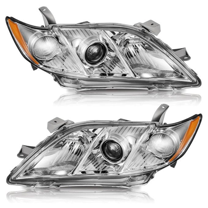 Headlights For 2007 2008 2009 Toyota Camry Headlight Assembly Replacement Driver Passenger Side Chrome Housing Clear Lens