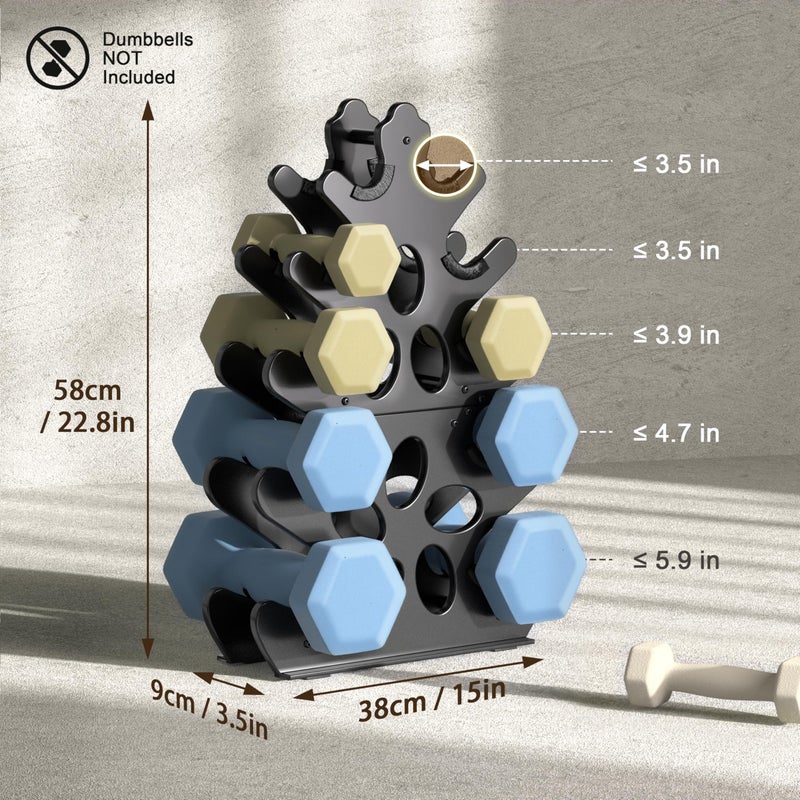 Josmimic 5-Tier Dumbbell Rack Stand Only Weight Holder Home Gym Storage Weight Tree (No Dumbbells) - Image 4