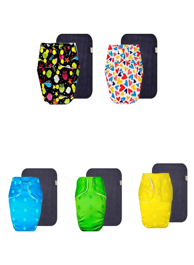 حفاضات قماشية فاخرة من دمبلدو مع حشوة رمادية (عبوة من 5) | شعور بالجفاف والراحة | تهوية جيدة | سريعة الجفاف | مثالية للأطفال الصغار | من 3 أشهر إلى 3 سنوات | للجنسين - Image 1