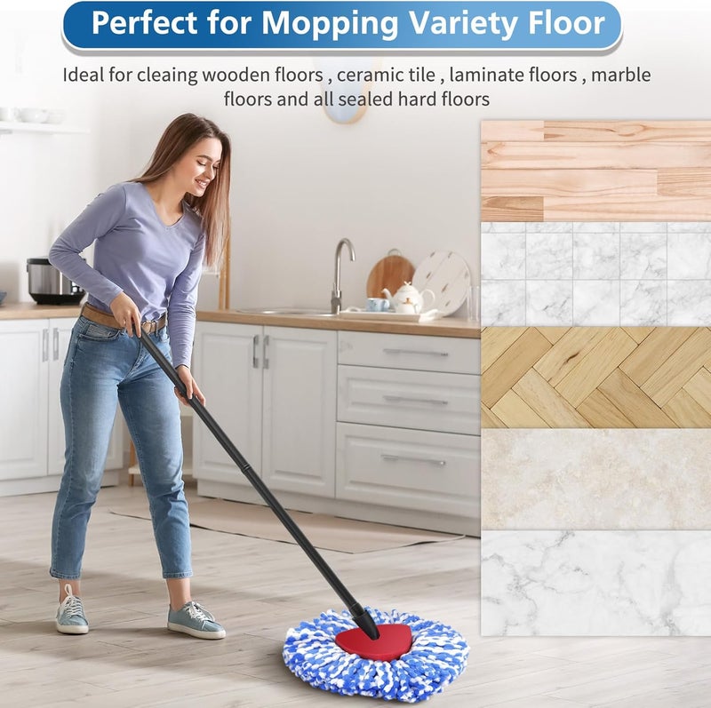 Caehomly 8 قطع رؤوس تعبئة بديلة لممسحة الدوران RinseClean المتوافقة مع نظام الخزان المزدوج RinseClean، رؤوس ممسحة بديلة من الألياف الدقيقة الزرقاء لتنظيف الأرضيات - Image 4
