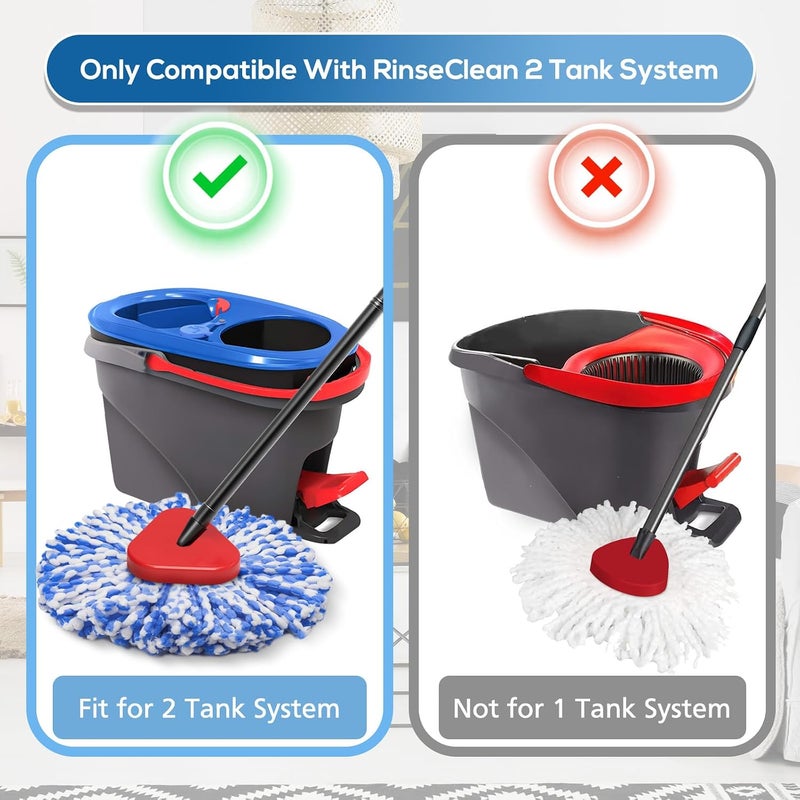 Caehomly 8 قطع رؤوس تعبئة بديلة لممسحة الدوران RinseClean المتوافقة مع نظام الخزان المزدوج RinseClean، رؤوس ممسحة بديلة من الألياف الدقيقة الزرقاء لتنظيف الأرضيات - Image 3