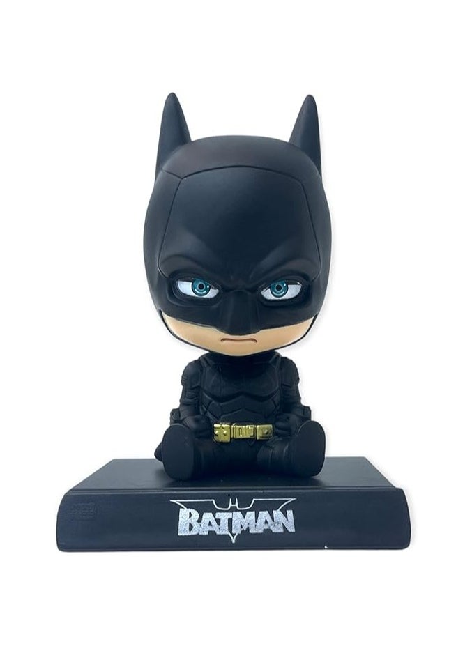 Super Hero Batman 2 Action Figure Bobblehead with Mobile Holder for Car Dashboard, Office Desk & Study Table