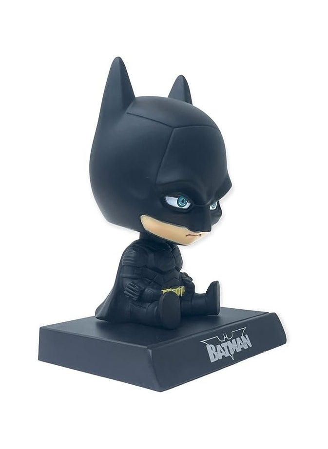 Super Hero Batman 2 Action Figure Bobblehead with Mobile Holder for Car Dashboard, Office Desk & Study Table