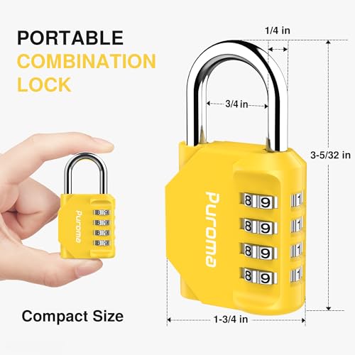 Puroma 2 Pack Combination Lock for Locker 4 Digit Outdoor Waterproof Padlock for School, Gym, Sports, Fence, Toolbox, Gate, Case, Outdoor, Hasp Storage, Cabinets (Yellow) - Image 5