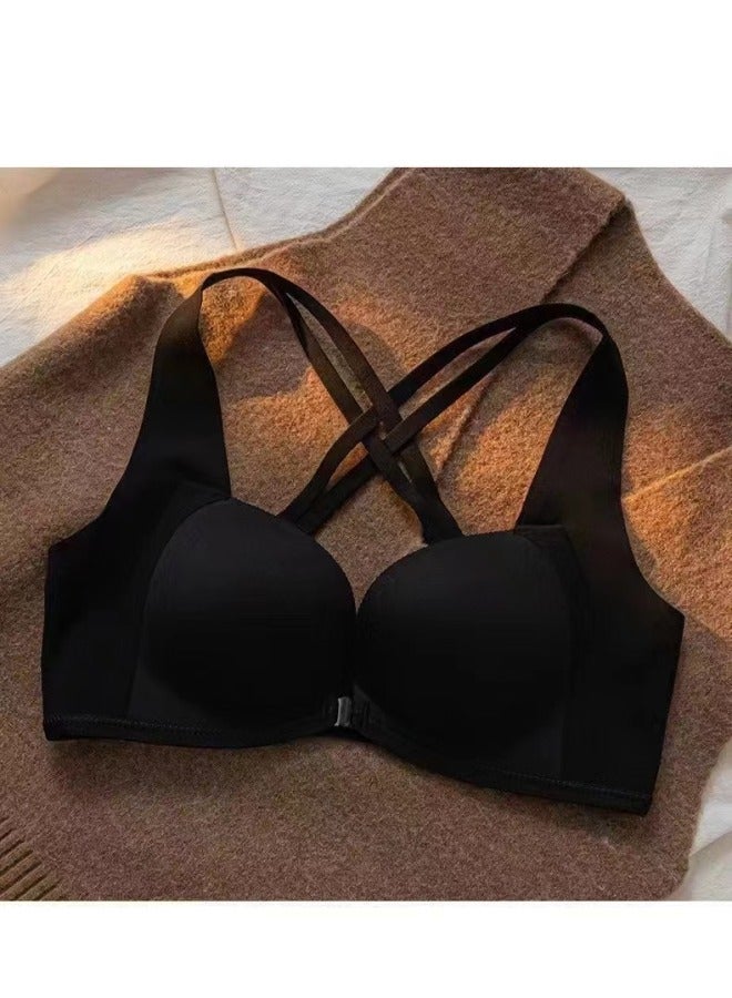 Beautiful Back Front Buckle Push-up Bra Women's Adjustable Seamless Small Chest Large No Steel Ring Sports Underwear Vest For Women