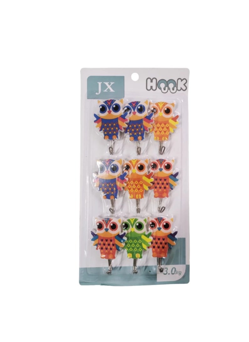 9-Piece Adhesive Wall Hook Organizer Set – Multicolor Self-Adhesive Key Hooks for Home, Office, Kitchen, Entryway – No-Drill Installation 