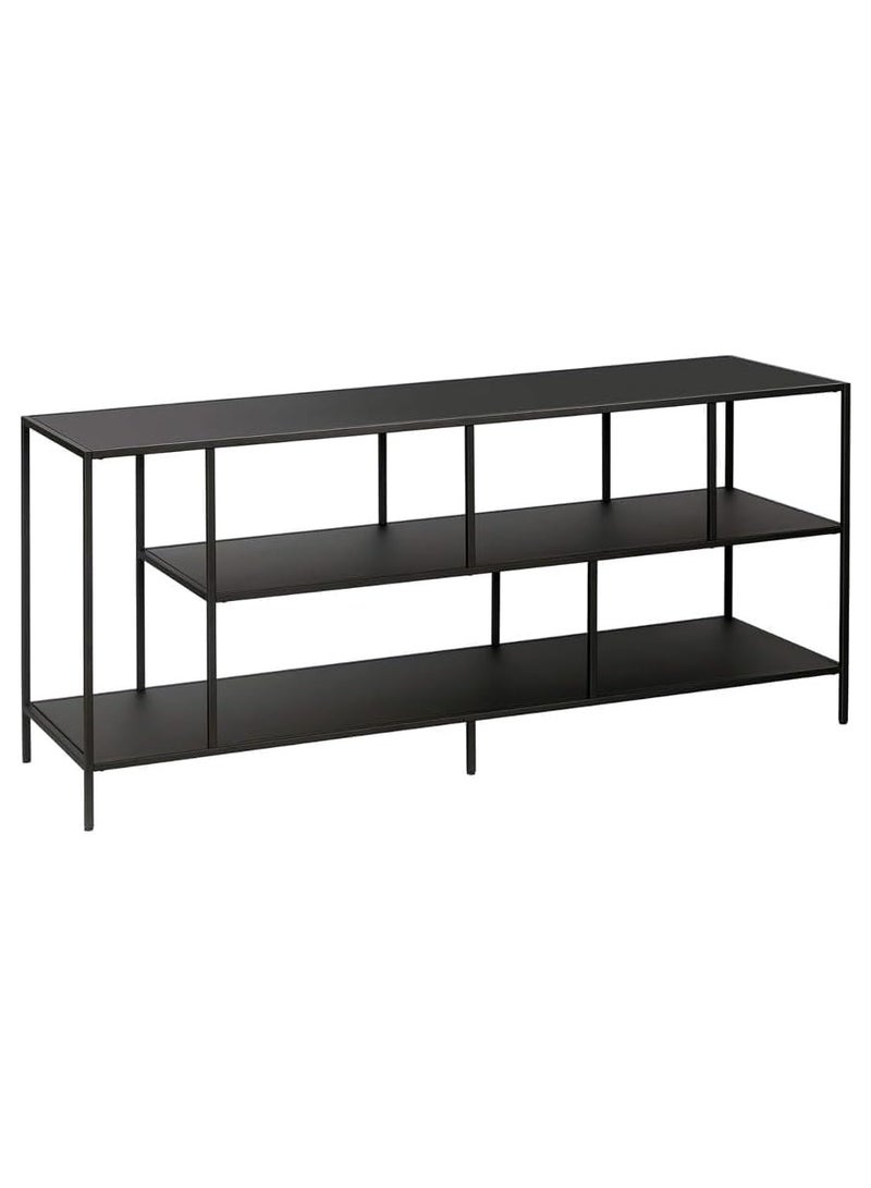 LINGWEI Metal and Glass TV Stand Sleek Entertainment Unit Sleek Entertainment Center for Modern Living Rooms Stylish Gaming Console Storage Table 139.7x40x61cm Black - Image 5