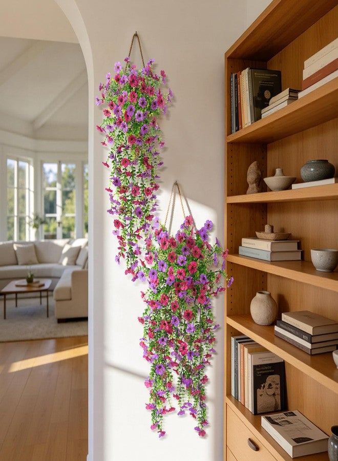 ZFProcess Artificial Hanging Flowers Plants for Outdoor Spring Summer Decoration, 2PCS Faux Silk Daisy UV Resistant Look Real for Outside Home Indoor Planter Porch Garden Yard Decor(Light Purple Red) - Image 5