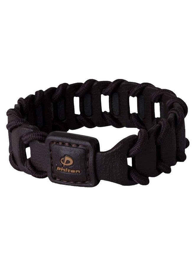 Phiten Fuse Titanium Bracelet Durable Leathertextured Silicone With Woven Nylon Cord Permeated With Premium Aquatitanium And Microtitanium Spheres For Sports Gym Athletics Brown 7.5 - Image 1