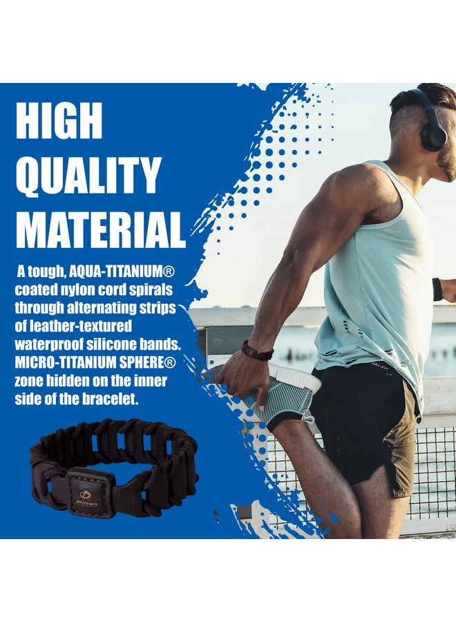 Phiten Fuse Titanium Bracelet Durable Leathertextured Silicone With Woven Nylon Cord Permeated With Premium Aquatitanium And Microtitanium Spheres For Sports Gym Athletics Brown 7.5 - Image 3