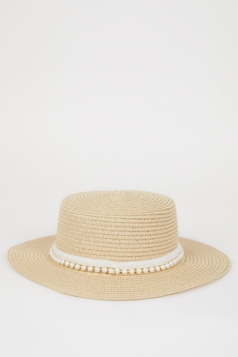 DeFacto Beige Girl Girl Straw Hat Casual - Image 3