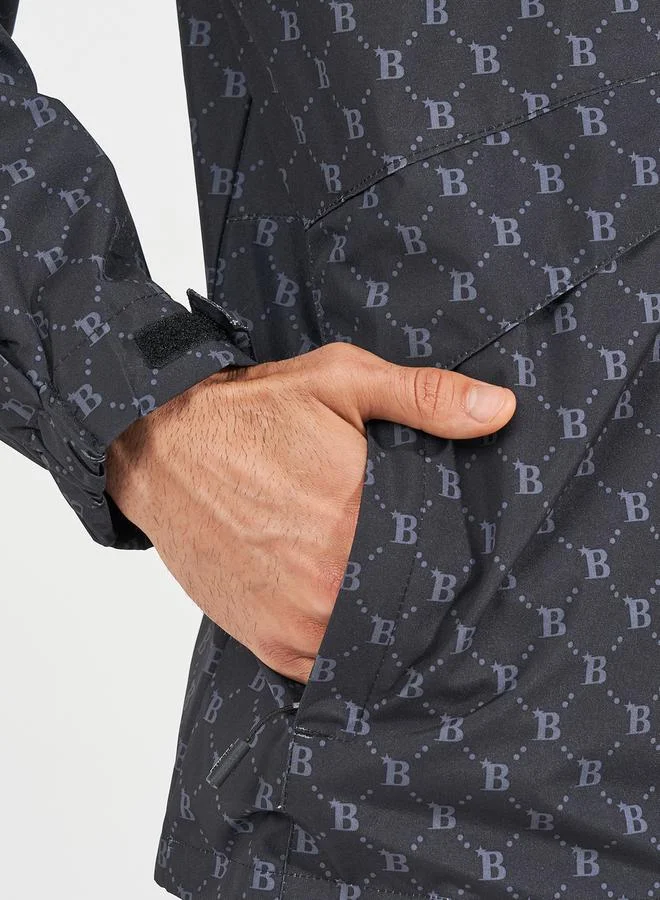 Styli Styli All Over Print Lined Parka Jacket with Concealed Pocket Detail