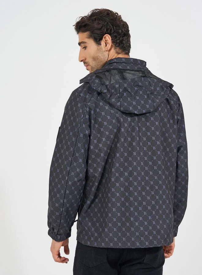 Styli Styli All Over Print Lined Parka Jacket with Concealed Pocket Detail