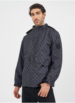 All Over Print Lined Parka Jacket with Concealed Pocket Detail