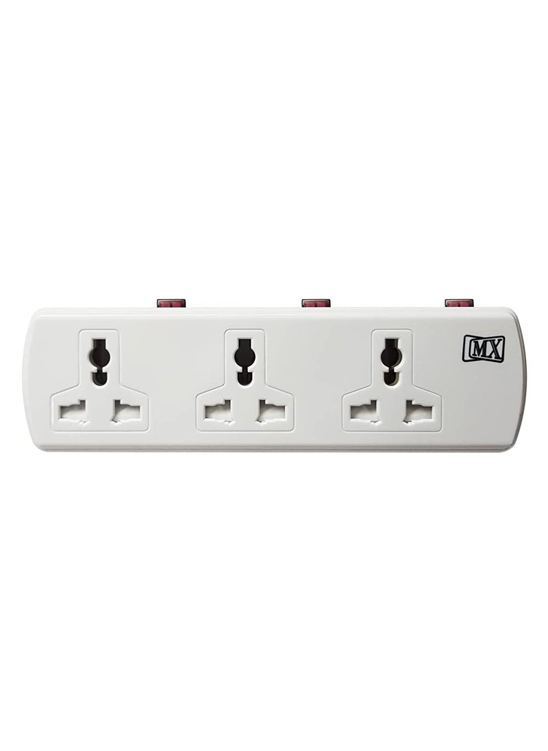 MX MX Cordless Extension Board with Individual Switch Multi Plug Socket with 2 pin 3 pin Universal sockets 6 Outlet with Safety Shutter Protection Surge Protection 6 Amp for HomeOfficeElectronics  - Image 1