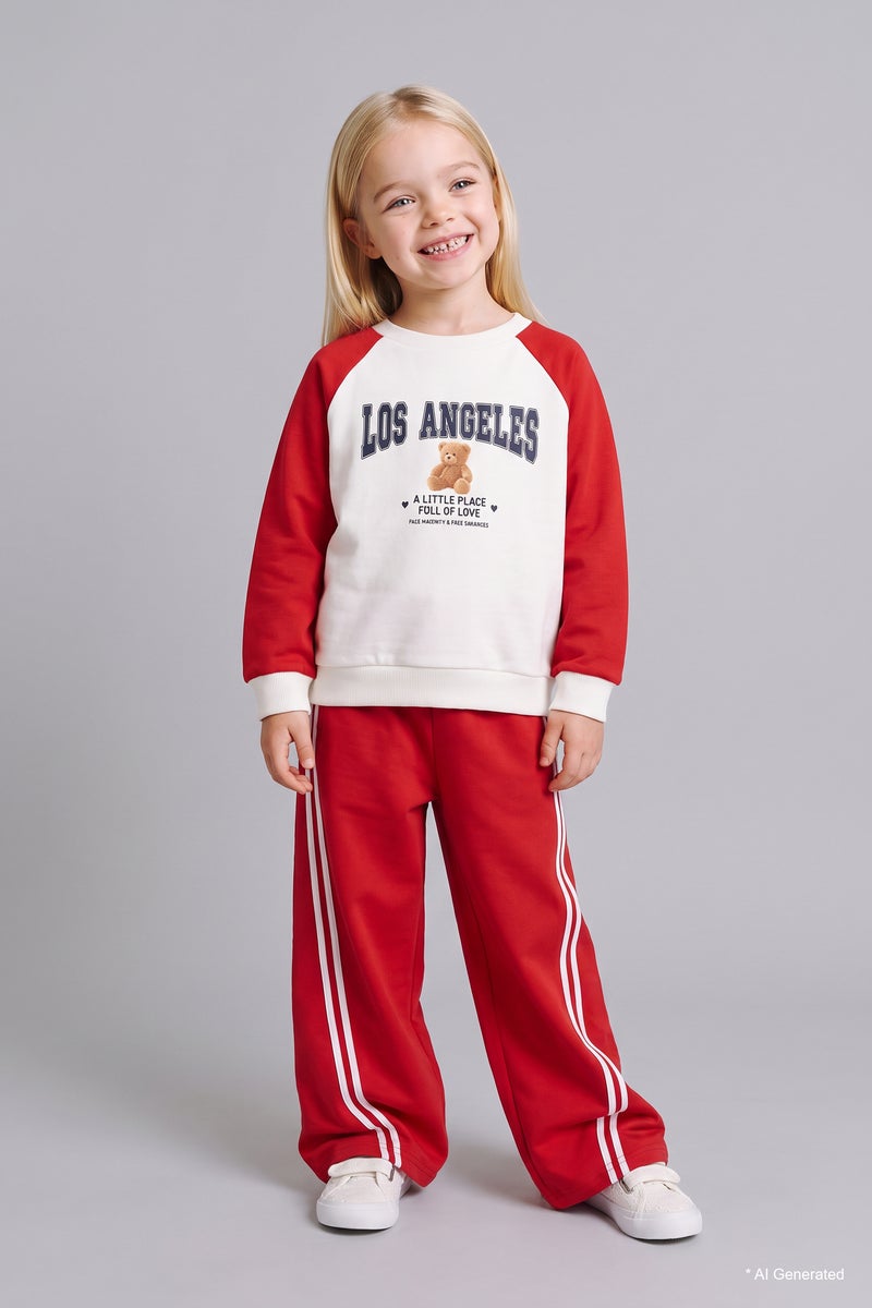 DeFacto Red BabyGirl Baby Girl Regular Fit Sweatshirt and Sweatpants Set Casual - Image 1