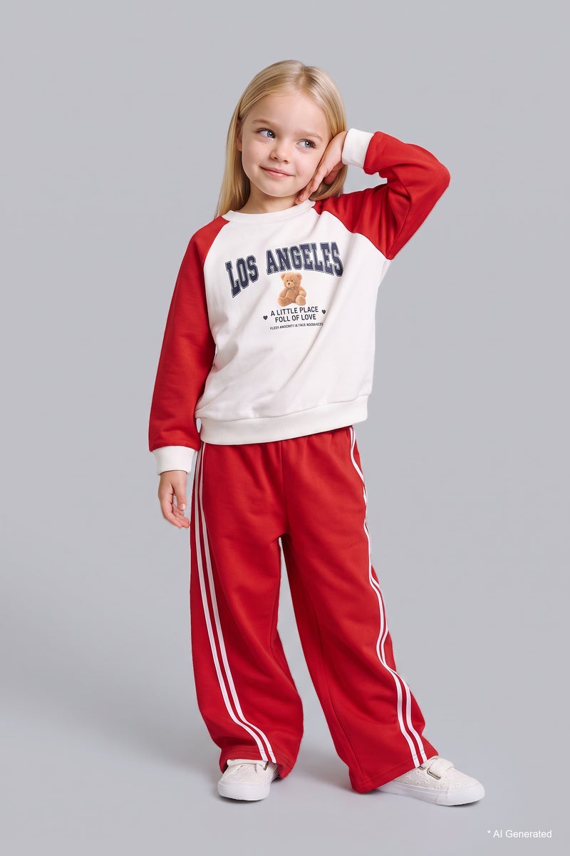 DeFacto Red BabyGirl Baby Girl Regular Fit Sweatshirt and Sweatpants Set Casual - Image 2