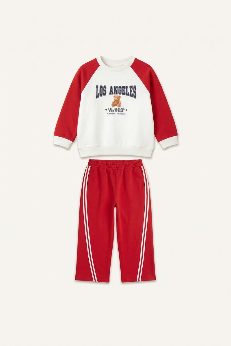 DeFacto Red BabyGirl Baby Girl Regular Fit Sweatshirt and Sweatpants Set Casual - Image 3