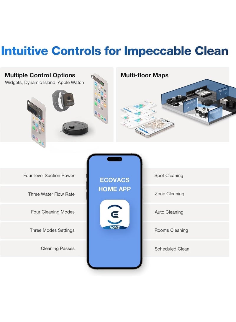DEEBOT N30 Pro Omni Robot Vacuum Cleaner with Station, Robot Vacuum Cleaner 10000Pa, Hot Water Cleaning and Drying, ZeroTangle 2.0 Brush, 9 mm Skid Lifting, Automatic Emptying, Black - Image 3
