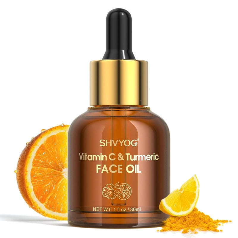 SHVYOG Vitamin C Turmeric Face Oil, Skin Moisturizing, Firming Vitamin C Oil, Turmeric Oil for Dry Skin, Wrinkles, and Uneven Skin Tone, Anti-Aging Care 1 Fl Oz