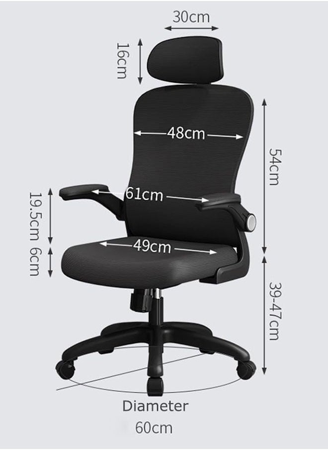 GoldenLike - Office Chair Gaming Chair Ergonomic Desk Chair Home Mesh Office Desk Chairs with Rotatable Lifting Adjustable Headrest 3D Waist Support Flip-up Armrest for Home Office Study (Black-MS-D1) - Image 1