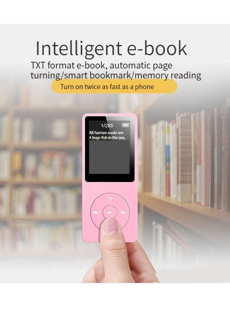 Generic - Mini Walkman MP3 MP4 Student Sports Music Player with Screen and Insertable Card (Pink) - Image 1