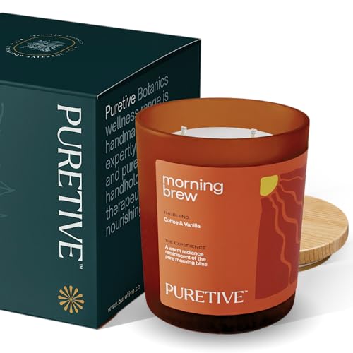 Puretive Notes by Puretive Morning Brew Coffee Vanilla Scented Candle | 100% Soy Wax Two Wick | Long Lasting 35 Hr Burn Non-Toxic Clean Aromatherapy | Home Décor & Gifting | Strong Fragrance 170g - Image 1