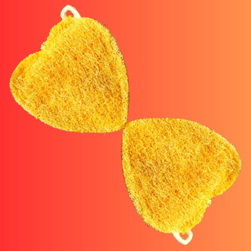 Dinya™ - Buy Heart Natural Sun Dried Loofah Bath Sponge I For Men, Women & Kids I Biodegradable and Eco-Friendly (2 Count) - Image 1