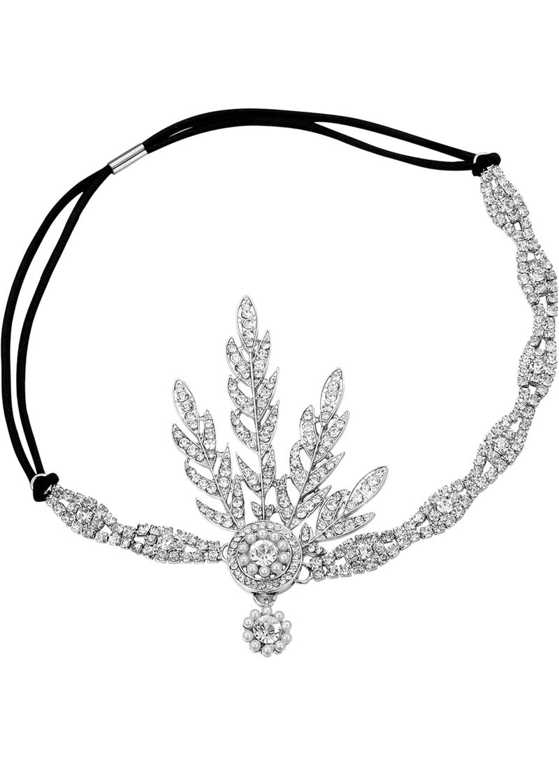 BABEYOND BABEYOND Art Deco 1920s Flapper Great Gatsby Inspired Leaf Medallion Pearl Headpiece Headband 