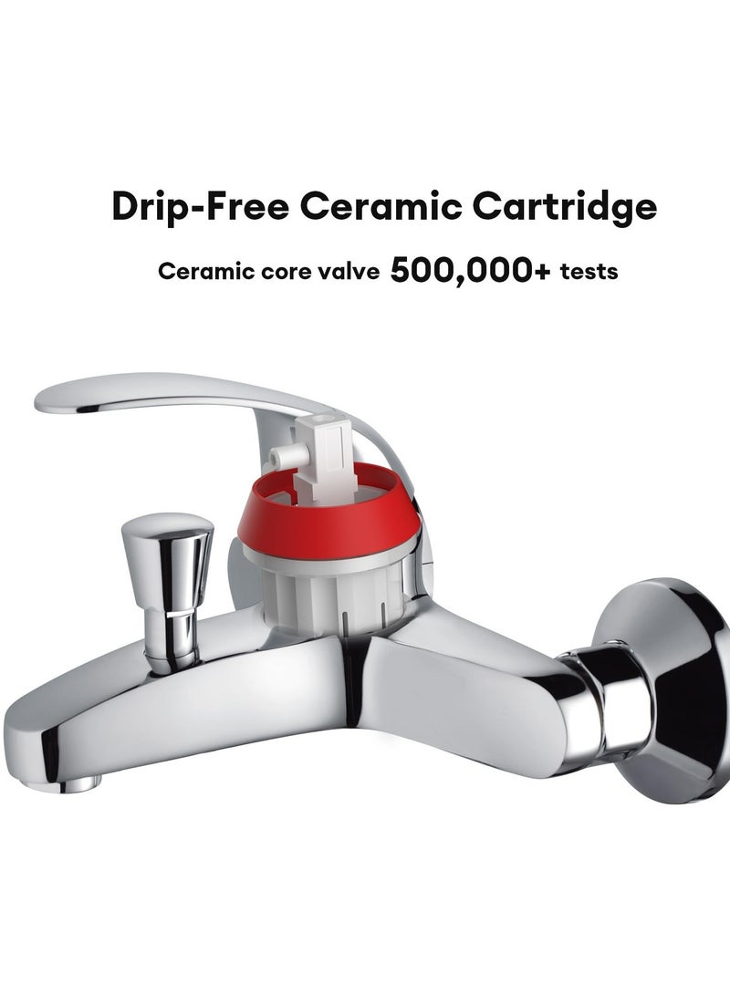 Jomoo Bath Shower Mixer, Single Lever Shower and Bathroom Fixtures, Wall Mounted Brass Bathtub Shower Faucet for Cold and Hot Water - Image 2