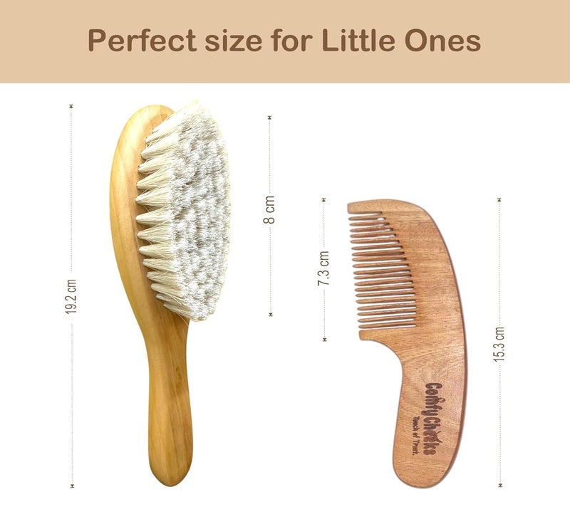 Comfy Cheeks Baby Hair Brush and Comb Set for Newborns | Natural Wood Handle & Soft Bristles | BPA-Free Grooming Set for Infants & Toddlers | Gentle on Cradle Cap & Sensitive Skin | Unisex Baby Hair Care Gift - Image 3