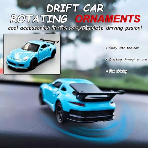 YimiBloss Car Dashboard Decorations – Drift & Turn Mini Car Model Ornament – Dynamic Interactive Automobile Decor for Enthusiasts Vehicle Interior Dashboard Drifting Decorations Accessories Gifts(Blue-1) - Image 2