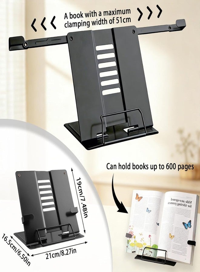 Shipline حامل كتب معدني من شيبلاين، مانع للانزلاق، ثقيل الوزن، مانع للانزلاق، منظم كتب مكتبي، حامل كتب، مساند كتب، ملحقات مكتبية (أسود) - Image 3