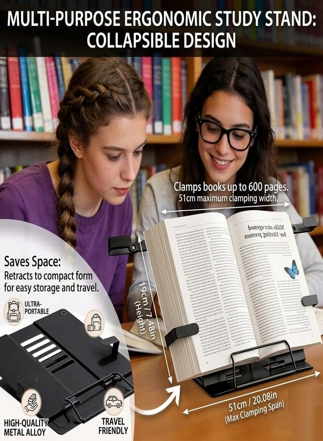 Shipline حامل كتب معدني من شيبلاين، مانع للانزلاق، ثقيل الوزن، مانع للانزلاق، منظم كتب مكتبي، حامل كتب، مساند كتب، ملحقات مكتبية (أسود) - Image 5