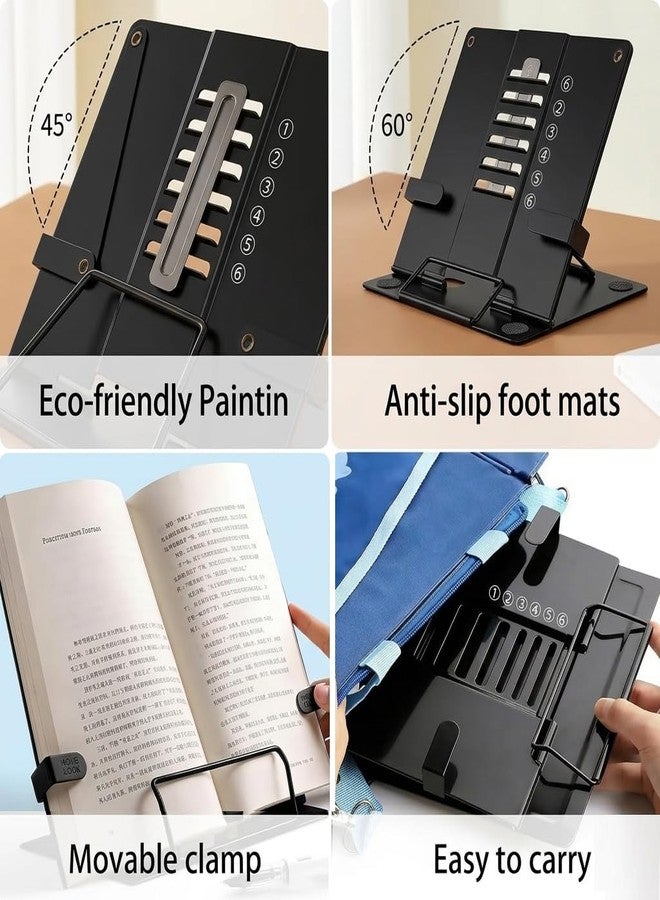 Shipline حامل كتب معدني من شيبلاين، مانع للانزلاق، ثقيل الوزن، مانع للانزلاق، منظم كتب مكتبي، حامل كتب، مساند كتب، ملحقات مكتبية (أسود) - Image 2