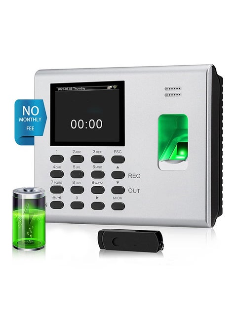 Time Clocks for Employees Small Business, WiFi Office Fingerprint Time Clock Automatic Punch in and Out Time Card Machine with App for iOS Android (0 Monthly Fees)