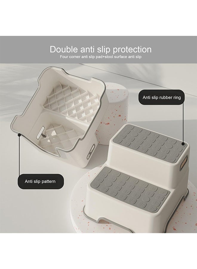 Arabest كرسي خطوة مزدوج للأطفال، كرسي تدريب الحمام للأطفال مع سطح غير قابل للانزلاق وقاعدة، مقعد قدم متعدد الوظائف للأطفال لغرفة النوم، غرفة الألعاب، حوض الحمام (رمادي) - Image 3