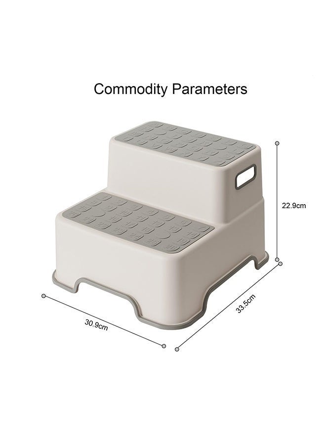 Arabest كرسي خطوة مزدوج للأطفال، كرسي تدريب الحمام للأطفال مع سطح غير قابل للانزلاق وقاعدة، مقعد قدم متعدد الوظائف للأطفال لغرفة النوم، غرفة الألعاب، حوض الحمام (رمادي) - Image 2