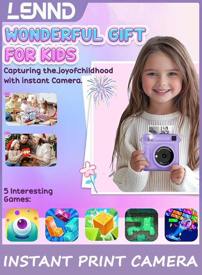 LENND Instant Print Camera for Kids,Instant Camera for Girls Boys,Kids Camera Toys for Toddler 1080P HD Selfie Digital Camera with Print Paper & 32G Card,Birthday Gifts for Girls Age 3-12 Years Old - Image 5