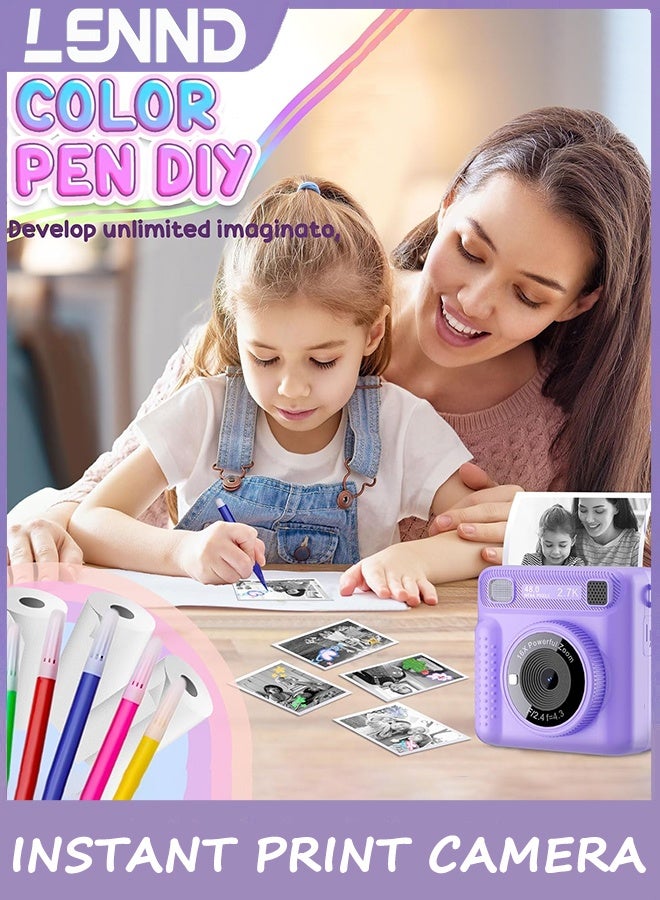 LENND Instant Print Camera for Kids,Instant Camera for Girls Boys,Kids Camera Toys for Toddler 1080P HD Selfie Digital Camera with Print Paper & 32G Card,Birthday Gifts for Girls Age 3-12 Years Old - Image 3
