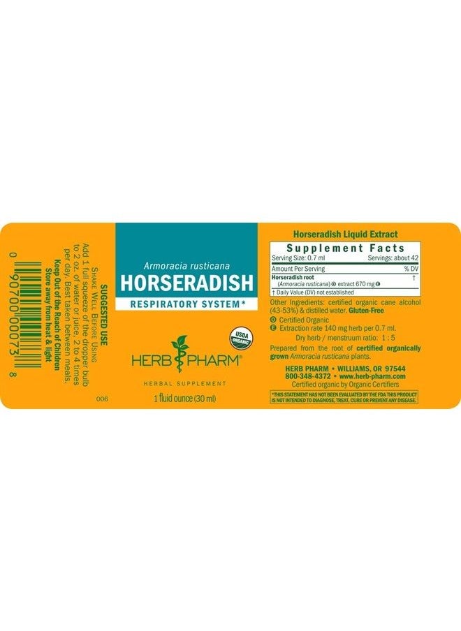 HERB PHARM Certified Organic Horseradish Liquid Extract for Respiratory System Support - 1 Ounce (DHRAD01)  - Image 4